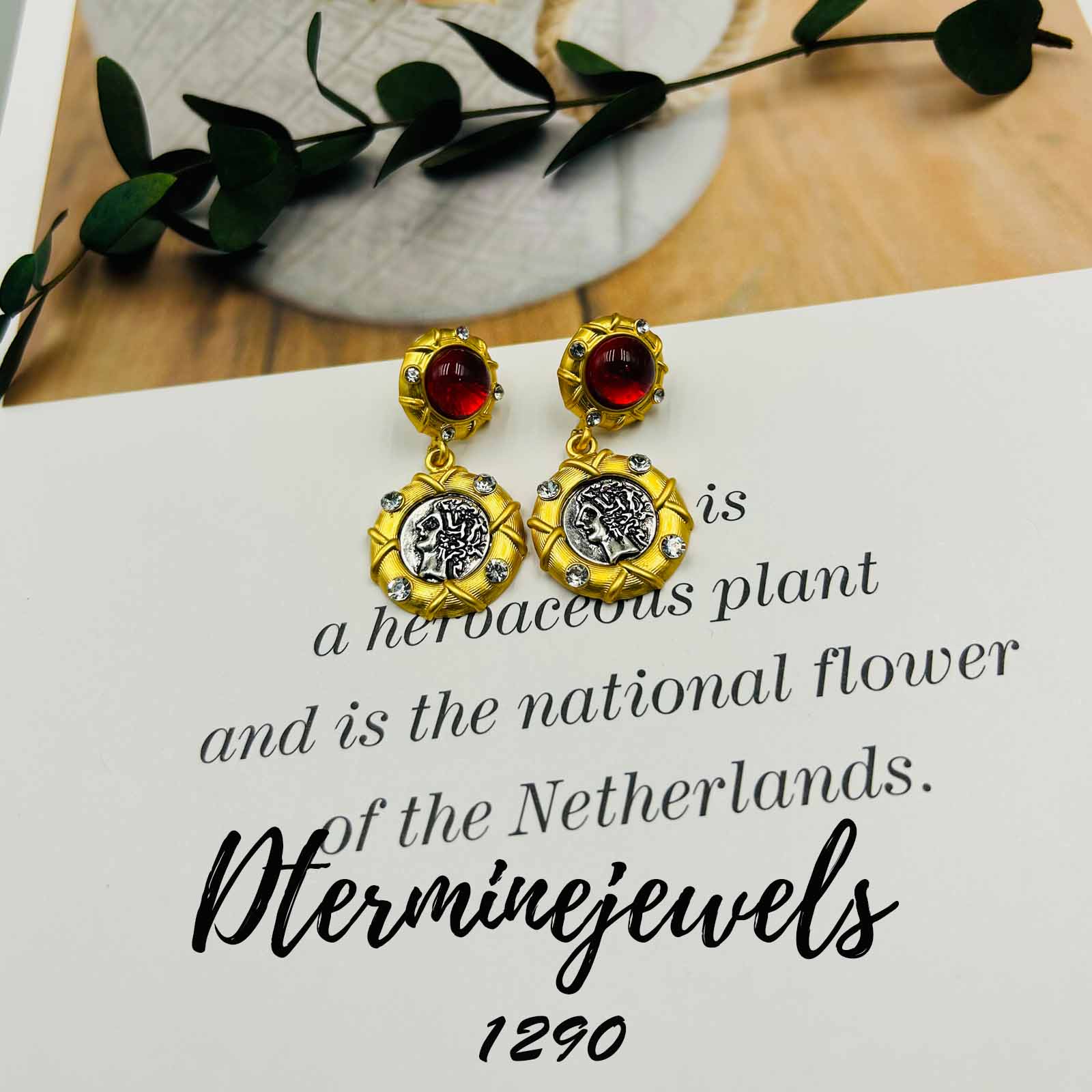 铜合金合成锆石耳饰 手工气轻奢质设计师款耳饰-1290