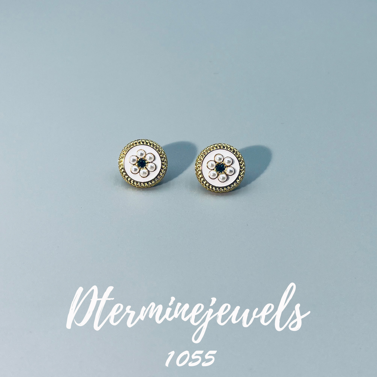 铜合金仿珍珠耳饰 时尚气质小香风山茶花设计师耳饰-1055