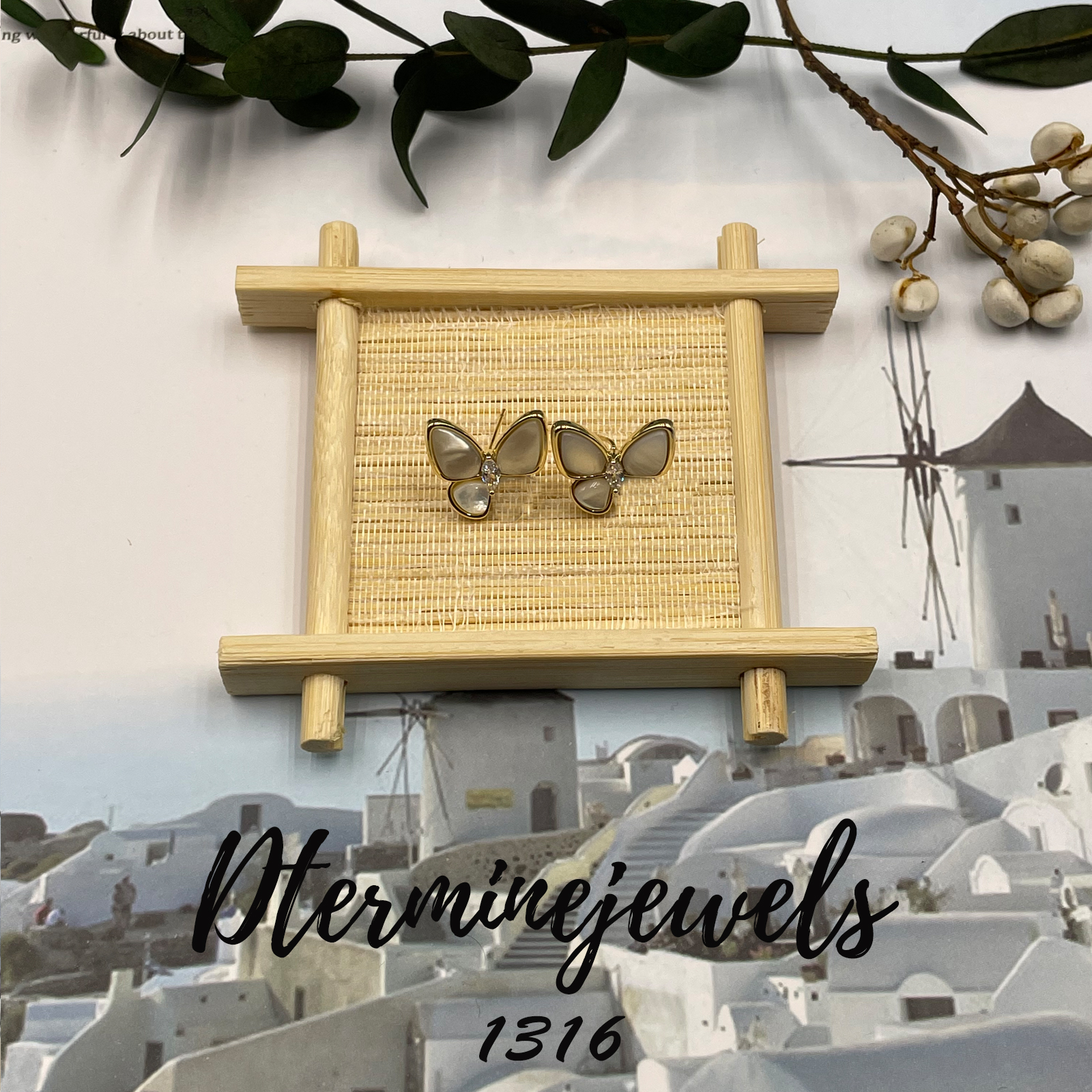 铜合金耳饰 时尚百搭精致蝴蝶设计师款耳饰-1316