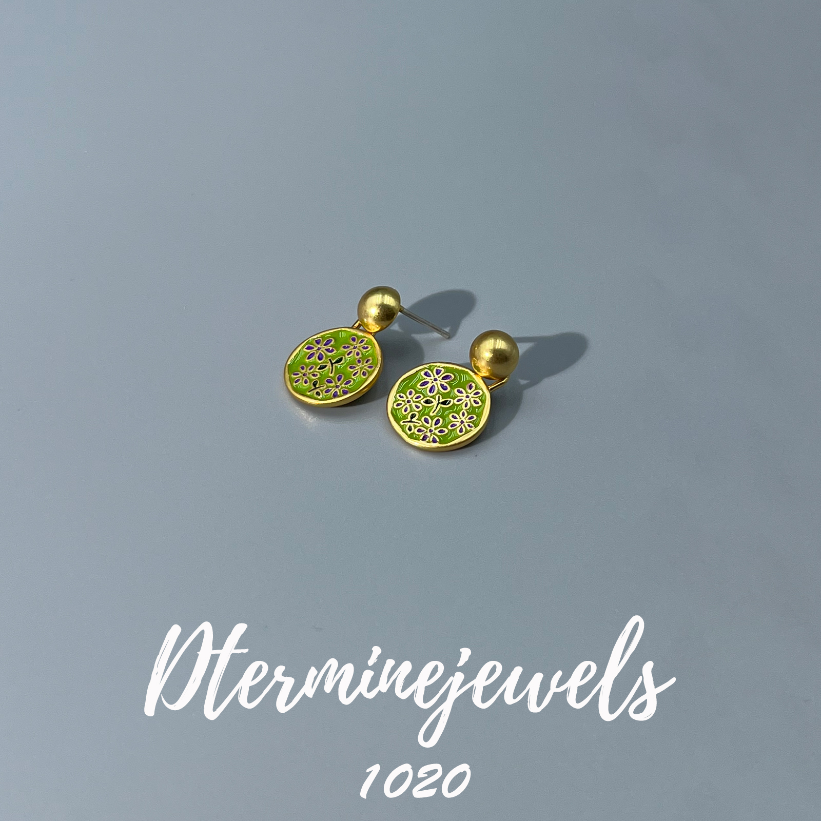 铜合金珐琅耳饰 小众百搭珐琅花设计师耳饰-1020