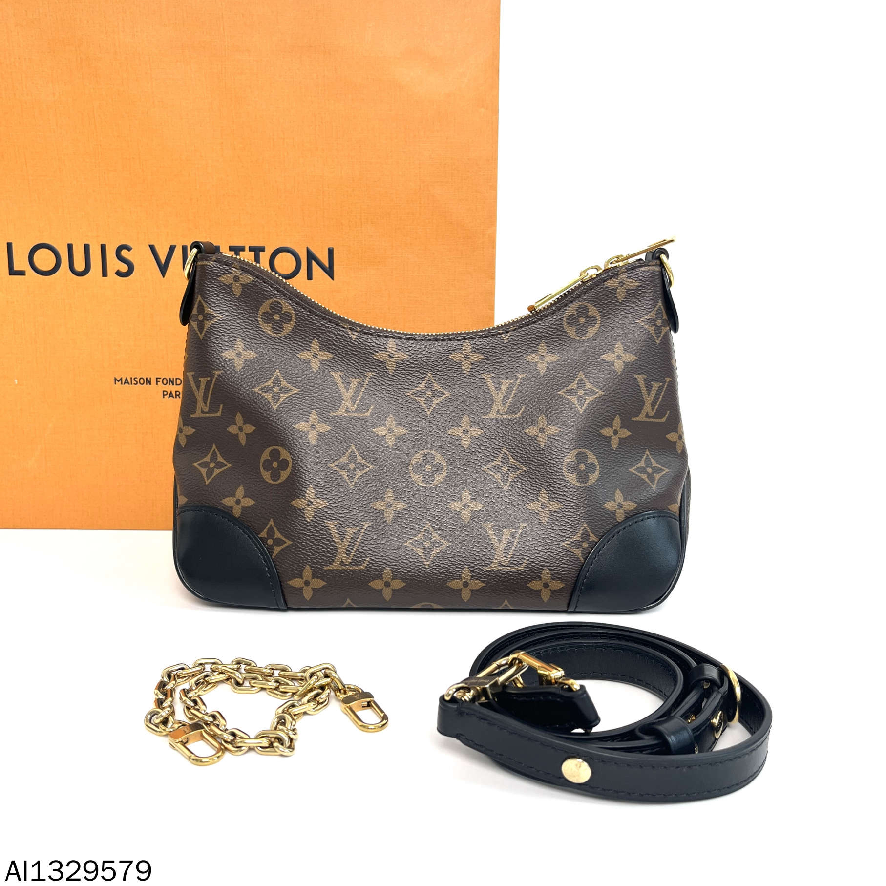 95新 LouisVuitton/路易威登 老花黑牛角包/AJ1201047/时尚经典