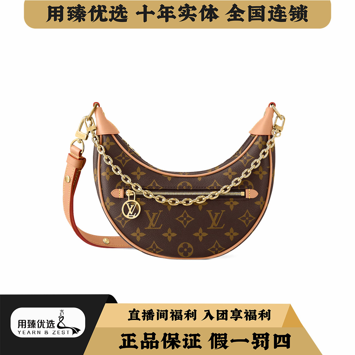 95新 LouisVuitton/路易威登 LV老花芯片款月亮包/经典/AG5288798