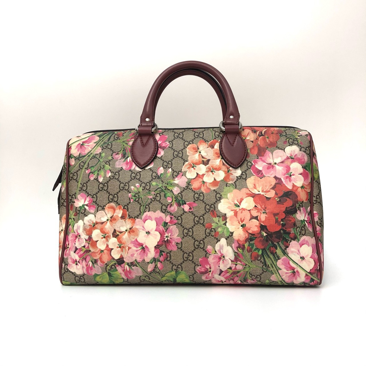 95新 GUCCI/GUCCI 花卉波士顿旅行包 带防尘袋 35*22*17