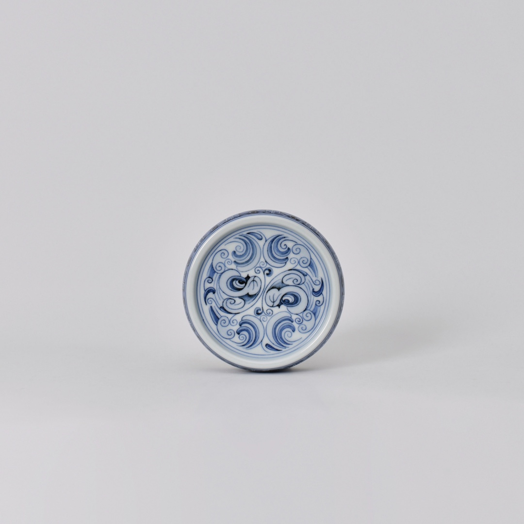 景德镇春风祥玉青花双猴陶瓷盖置摆件