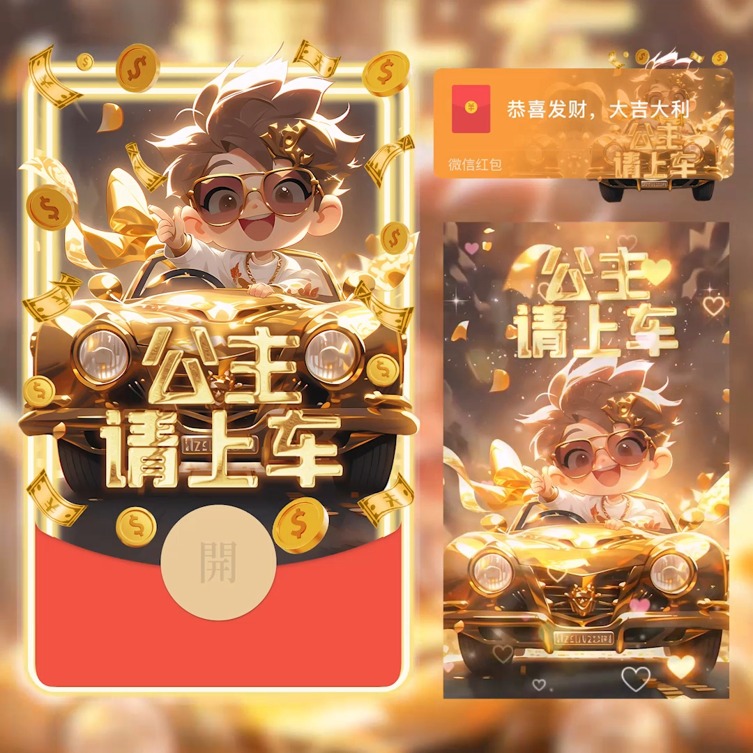 红包封面2023新款公主请上车动态设计服务vx序列号