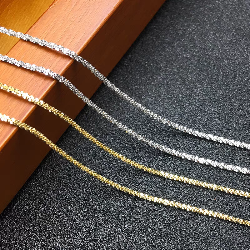 链子925银 波光粼粼项链女锁骨素链项链女约 1.5mm粗 50cm全调节