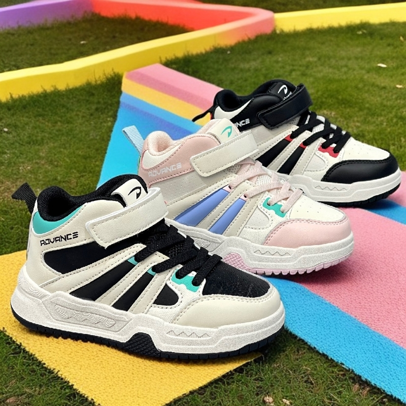 【空军2号】童鞋儿童女童男童时尚百搭加绒中大童新款真皮高帮板鞋