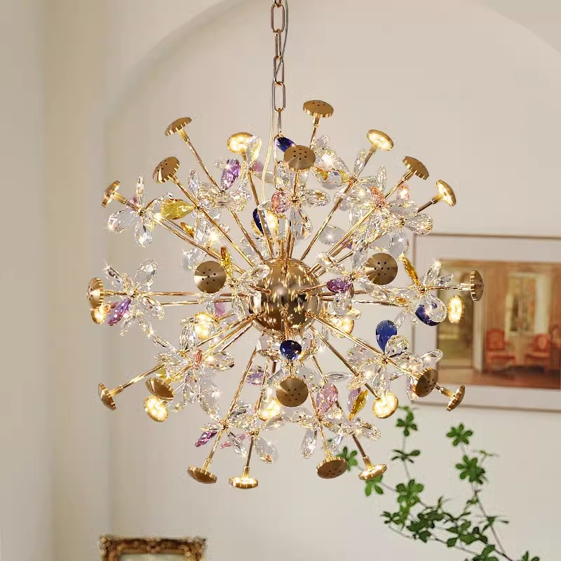 北欧轻奢蒲公英吊灯后现代网红客厅卧室创意餐厅球形花瓣水晶灯具