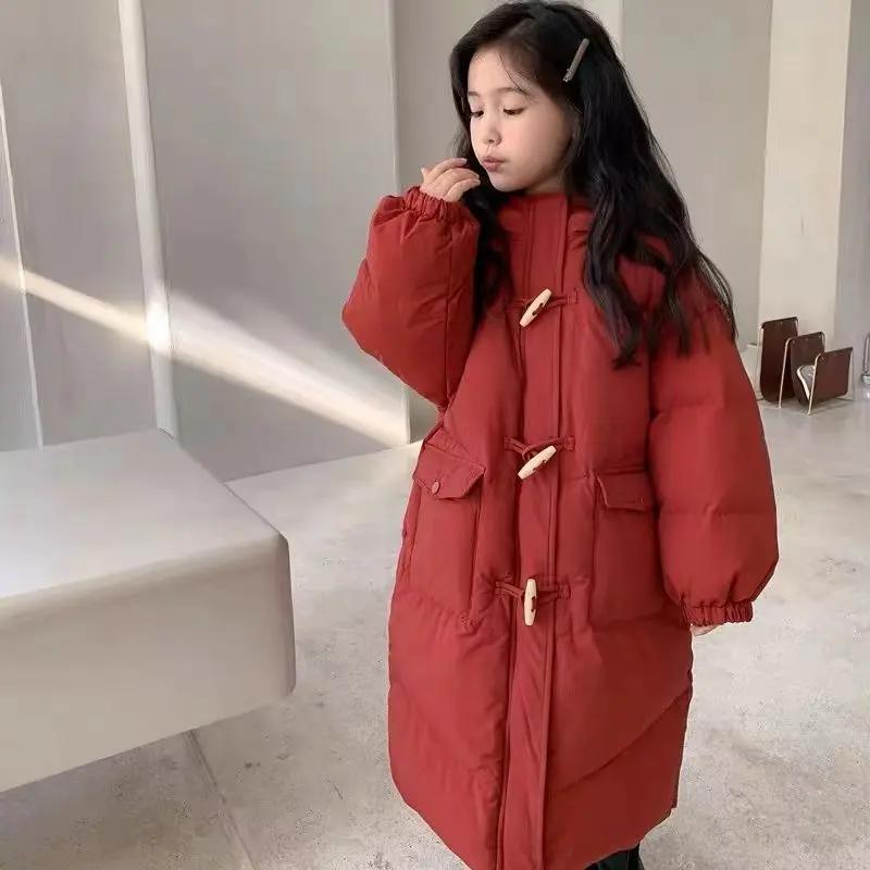 女童棉服2023款洋气中长款过膝加厚棉袄中大童冬装休