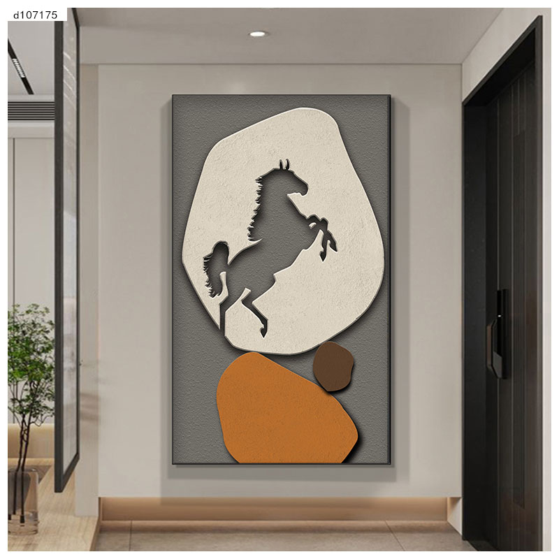 入户玄关装饰画轻奢马高档现代抽象鹿壁画简约大气走廊过道挂画
