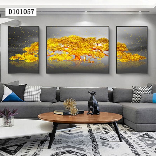 轻奢简约现代客厅背景墙装饰画北欧三联画三联沙发挂画框晶瓷壁画