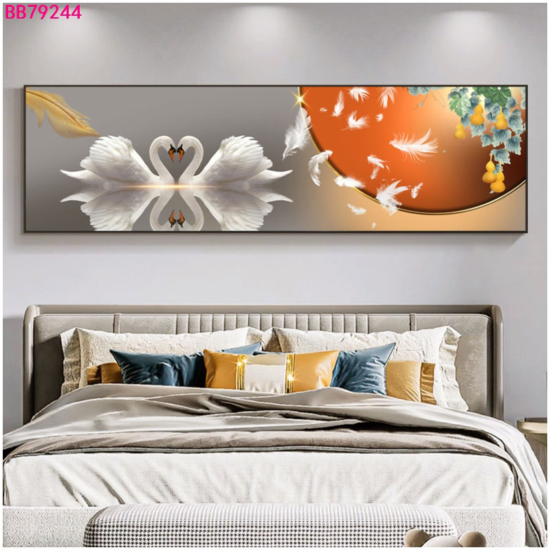 现代轻奢卧室装饰画高级感主卧床头挂画高档卧室天鹅唯美壁画