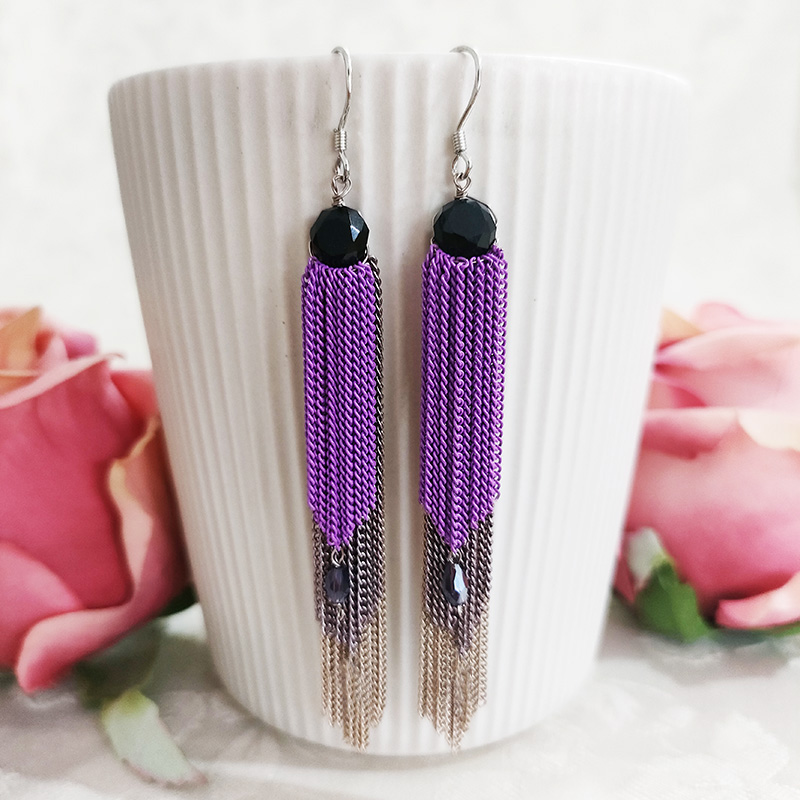 铜合金耳饰 民族风手工长款多层流苏重工耳环950