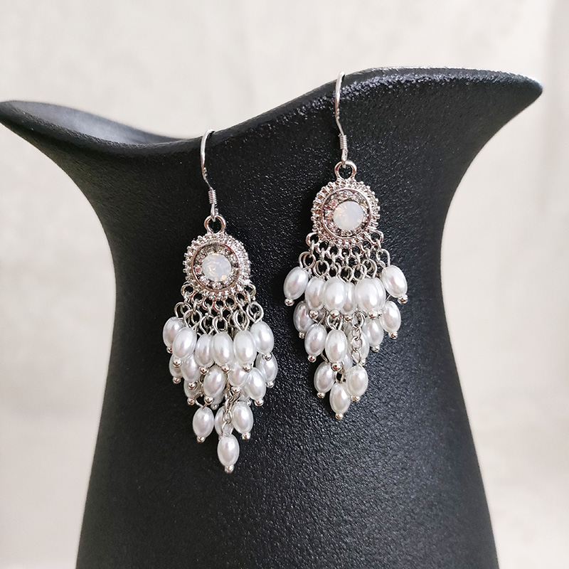 铜合金仿珍珠耳饰 民族风纯手工制作耳环2342