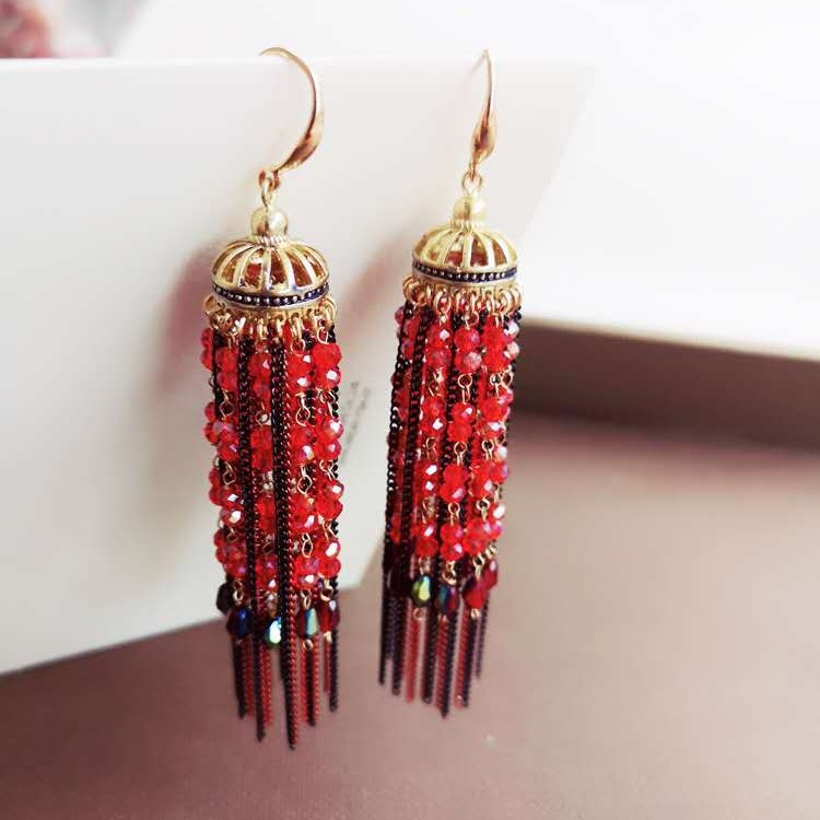 铜合金玻璃耳饰 民族风纯手工制作耳环37