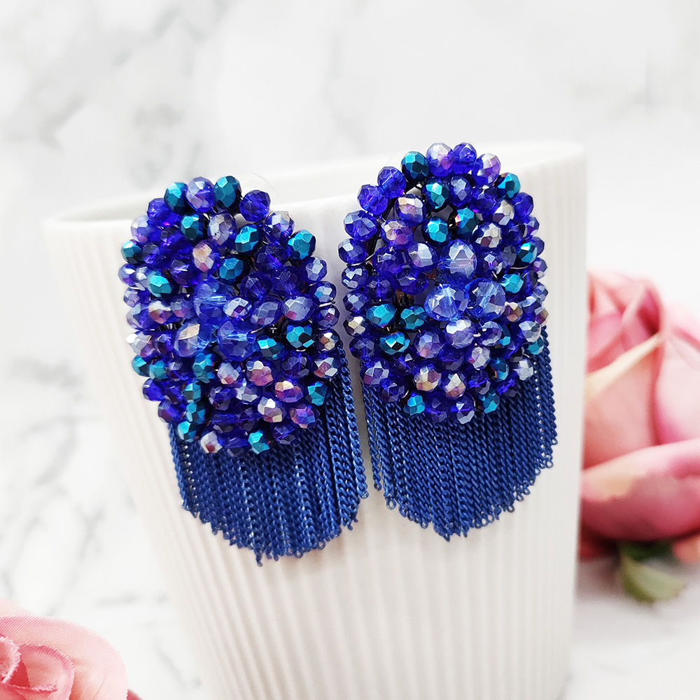 铜合金玻璃耳饰 民族风手工耳环波西米亚风夸张耳钉102