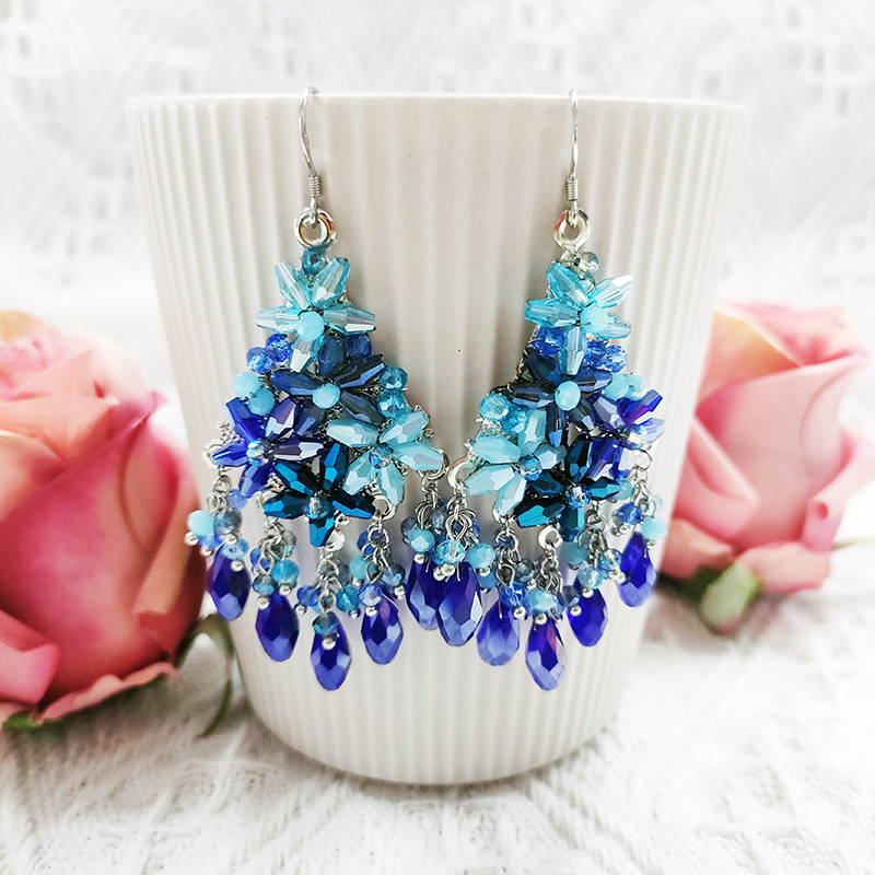 铜合金玻璃耳饰 民族风夸张手工耳环3226