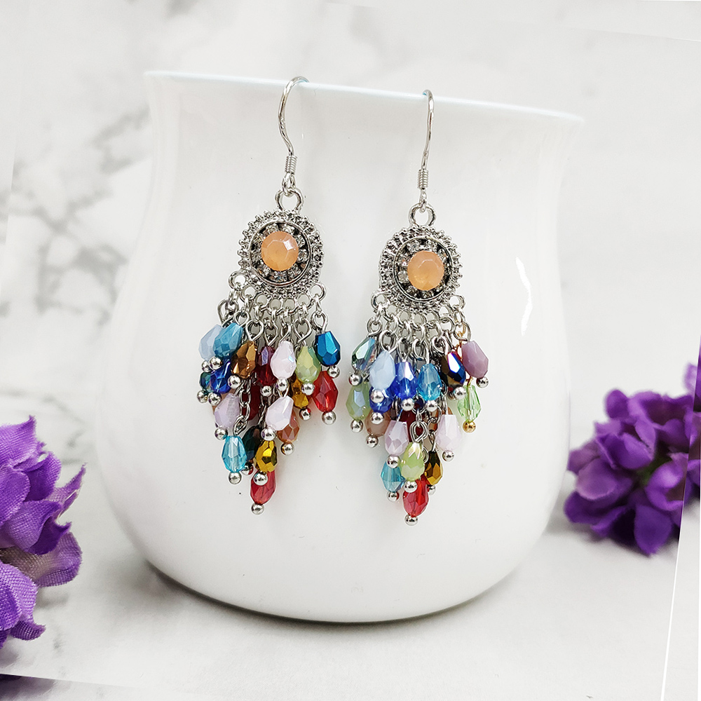 铜合金玻璃耳饰 民族风纯手工制作耳环3203