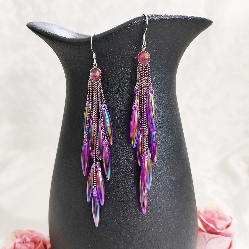 铜合金耳饰 民族风手工长款气质流苏耳环3339