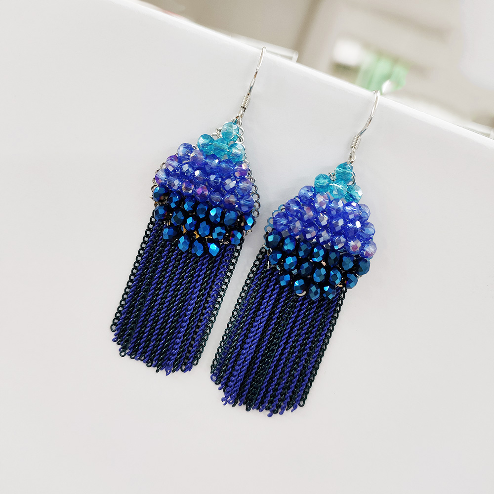 铜合金玻璃耳饰 民族风手工流苏耳环625