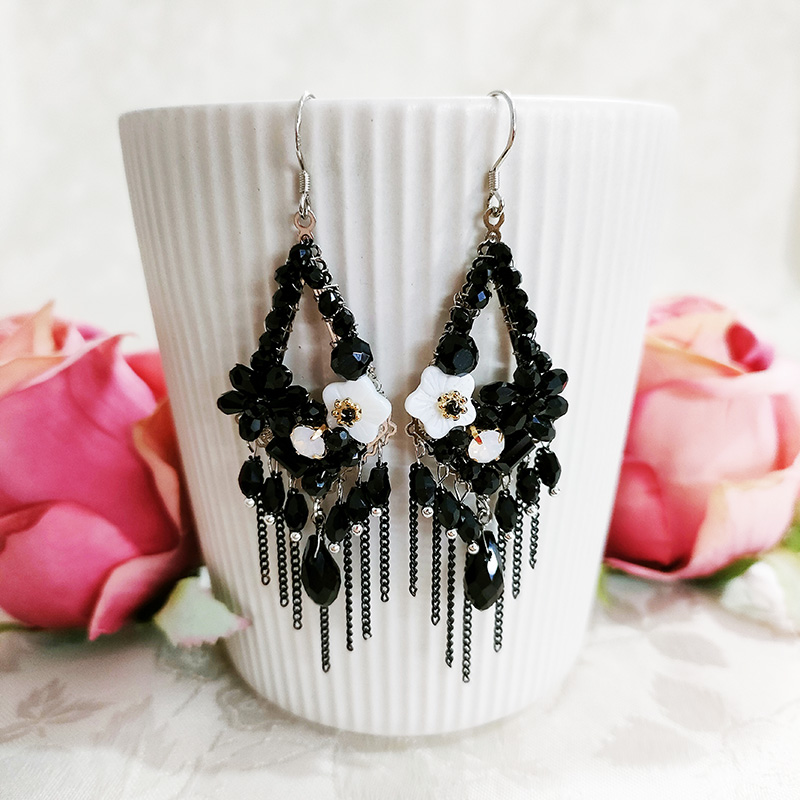 铜合金玻璃耳饰 民族风手工流苏耳环1805