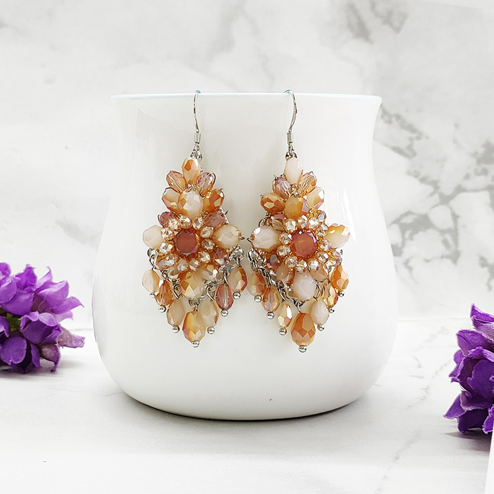 铜合金琉璃耳饰 民族风手工编织耳环耳坠3088