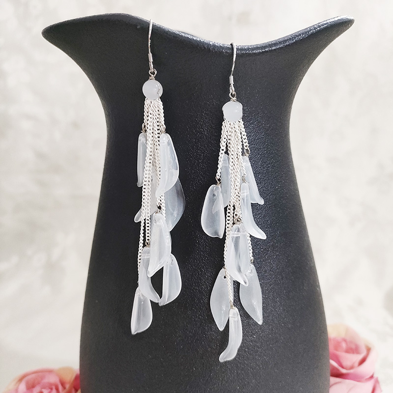 铜合金玻璃耳饰 民族风手工长款流苏吊坠耳环1146