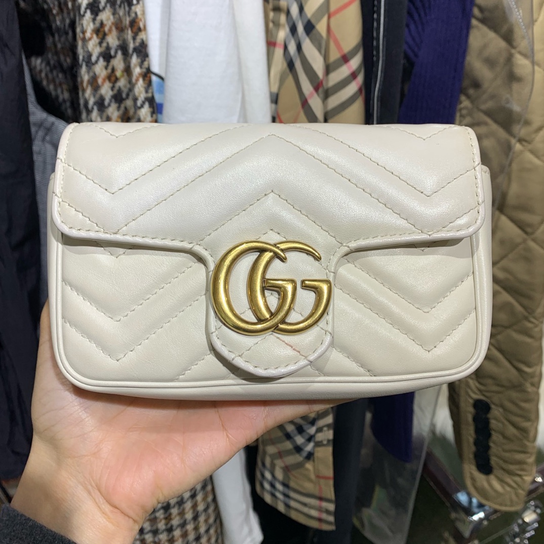 95新 GUCCI/古驰 gucci 白色mini马梦 少一个钩子