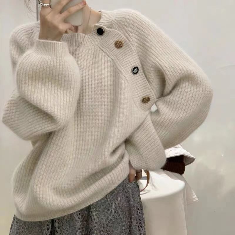 奶系穿搭温柔软糯毛衣女早春秋2023新款高级感日系慵懒秋冬季外套