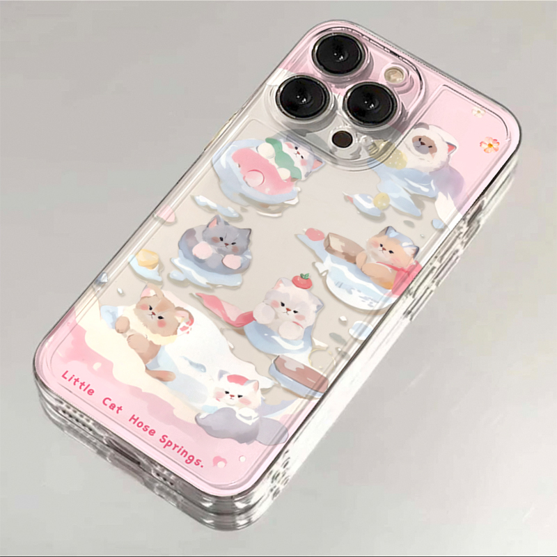 可爱雪地猫咪适用iphone15苹果14手机壳13华为vivo小米oppo防摔软