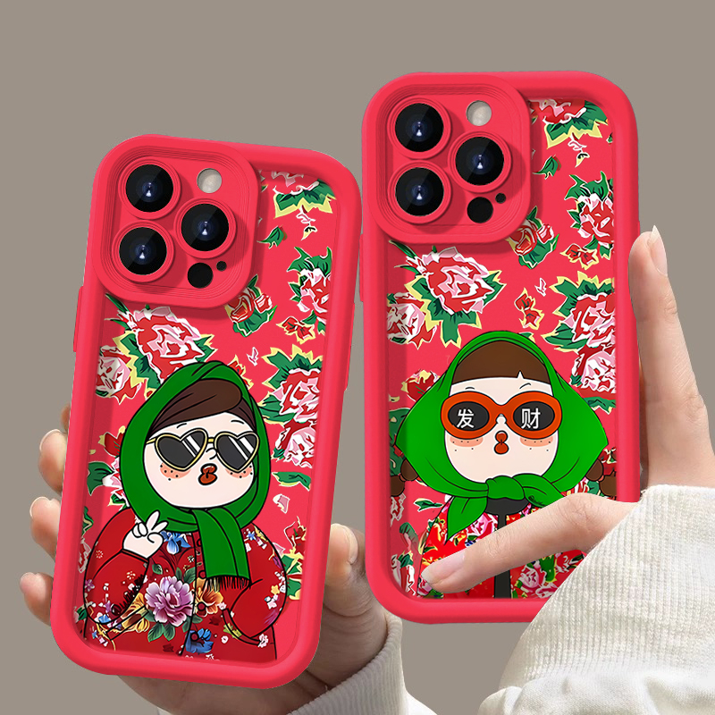 大花袄村姑适用iphone15苹果14promax手机壳13华为vivo小米oppo软