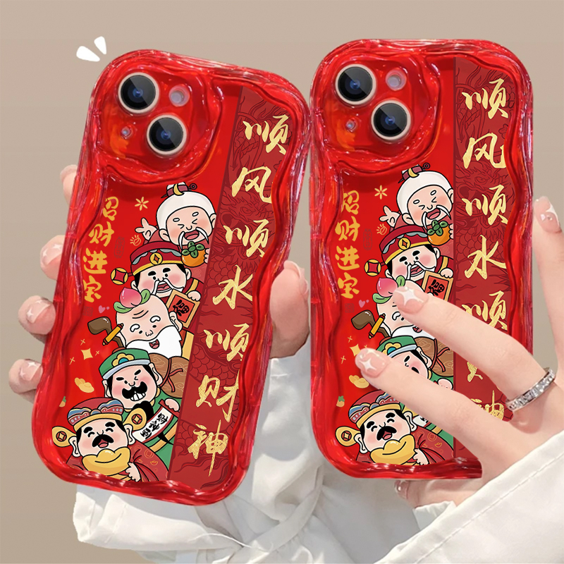 顺风顺水顺财神适用iphone15/13苹果14pro手机壳华为vivo小米oppo