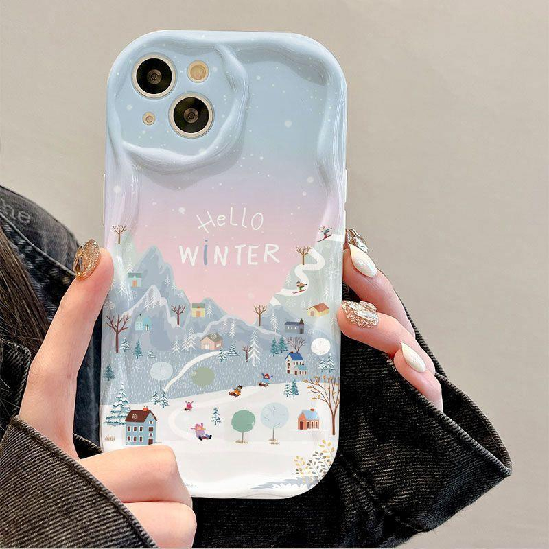 冬日小镇适用iphone15/13苹果14手机壳华为vivo小米oppo防摔软套