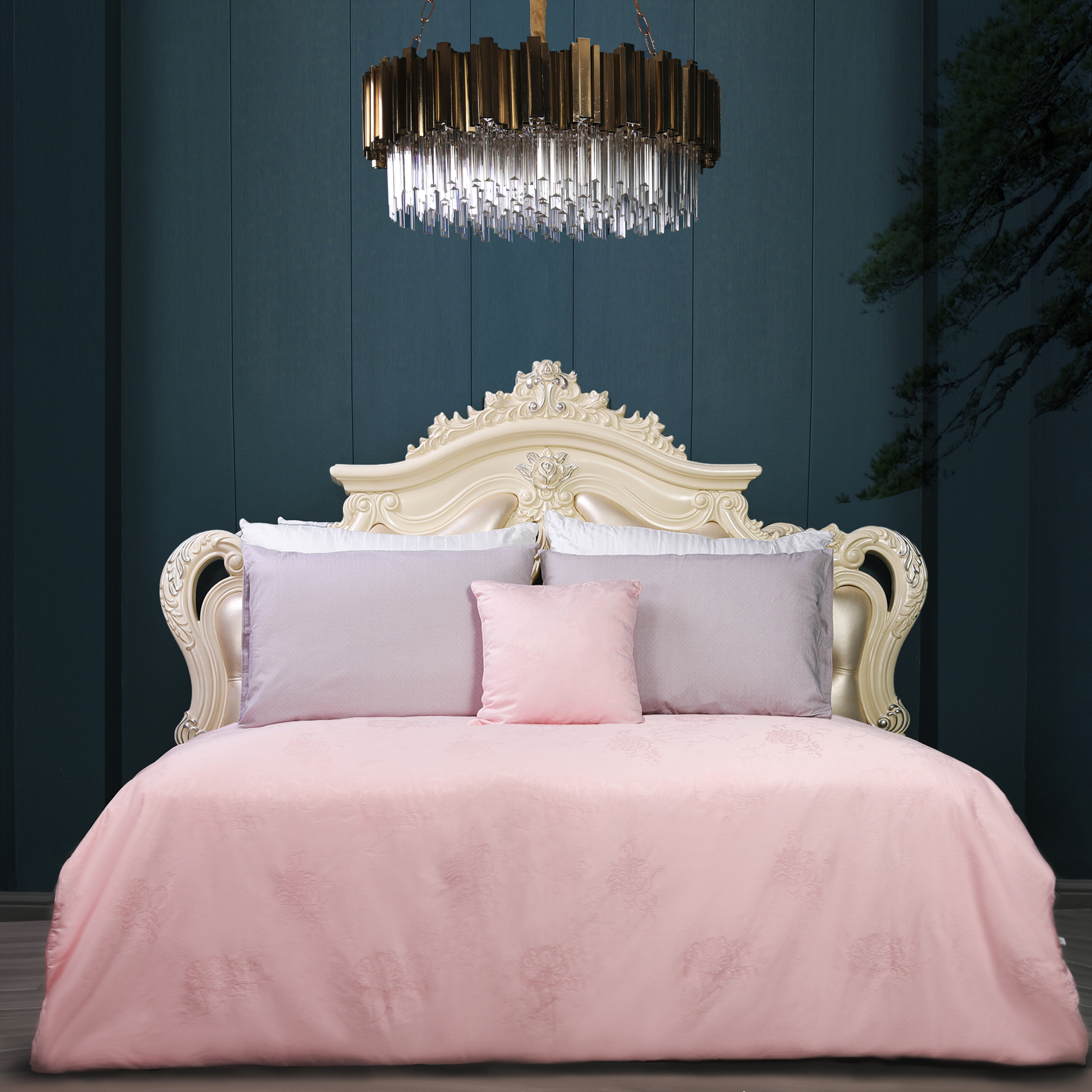 【美好时光】秋冬款天然手工珍贵冬被桑蚕丝被被子粉色刺绣绣花轻奢