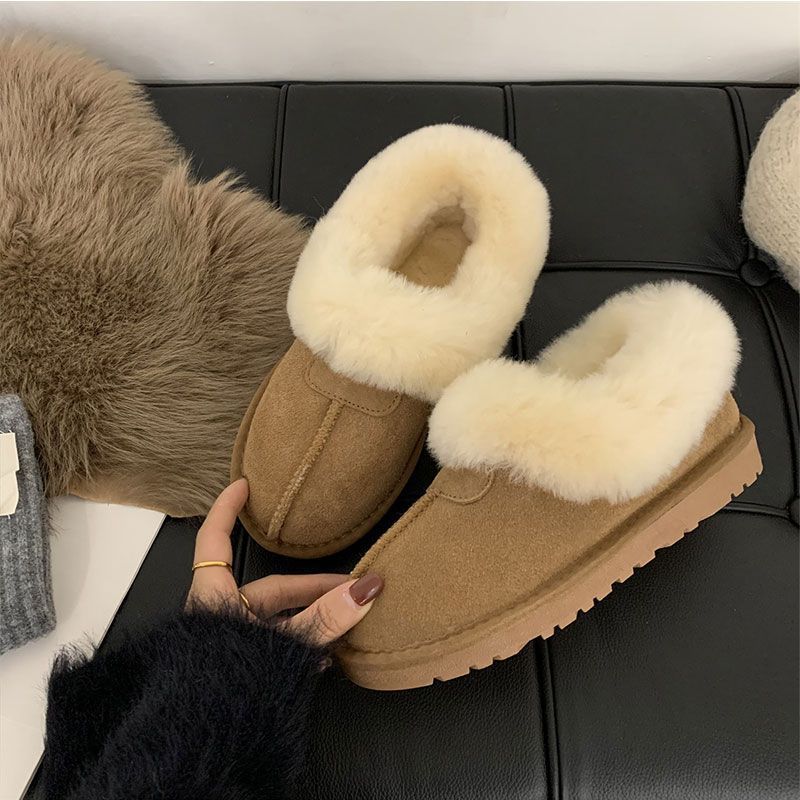 ugg毛鞋毛毛口雪地靴冬季新款一脚蹬加绒加厚棉拖鞋厚底雪地靴