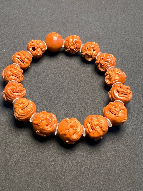 橄榄核手工雕刻恶僧1.3正圆老树油核雕刻