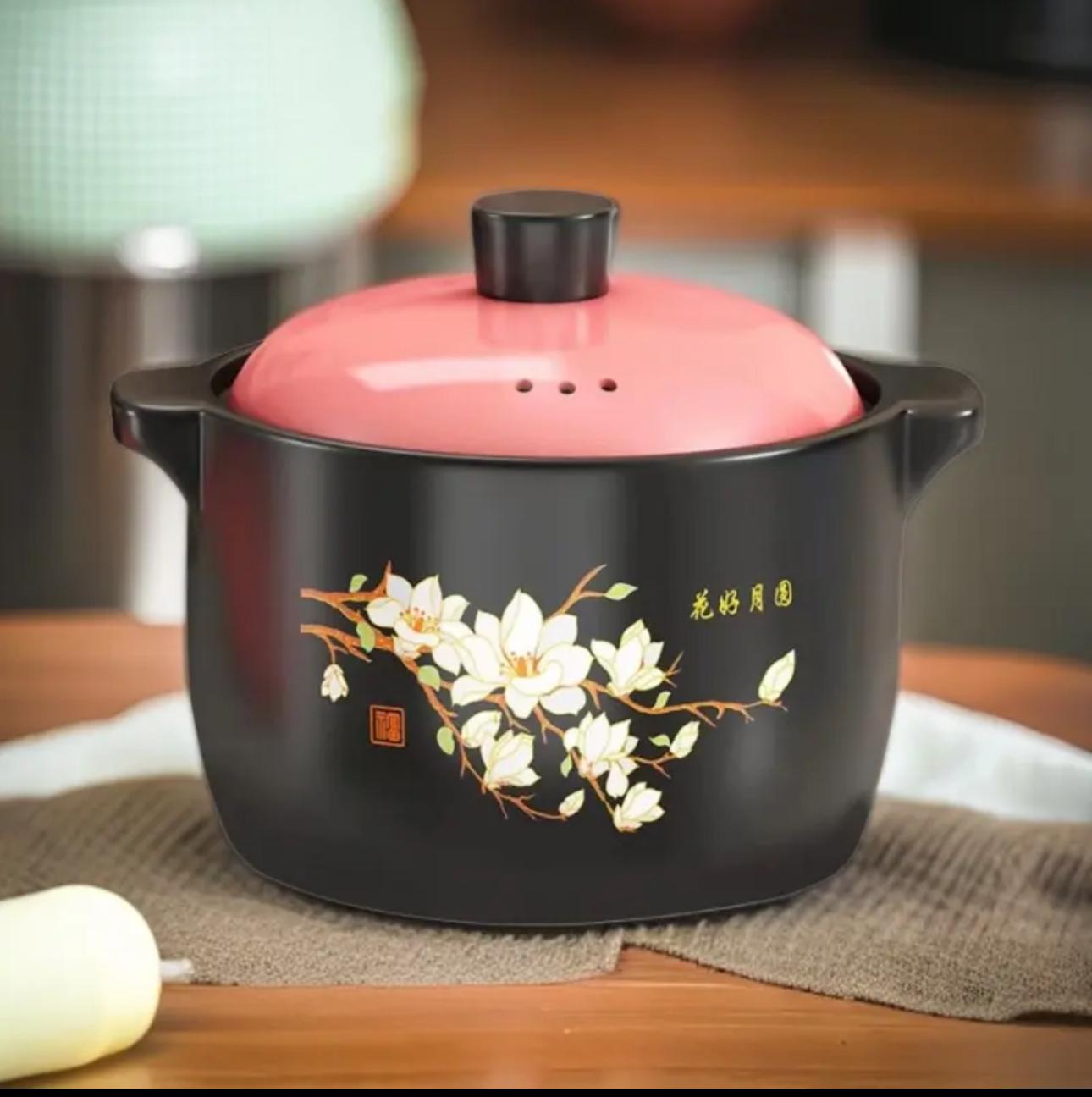 7升花好月圆砂锅家用煲汤炖汤炖锅陶瓷明火加厚耐高温陶瓷大.砂锅