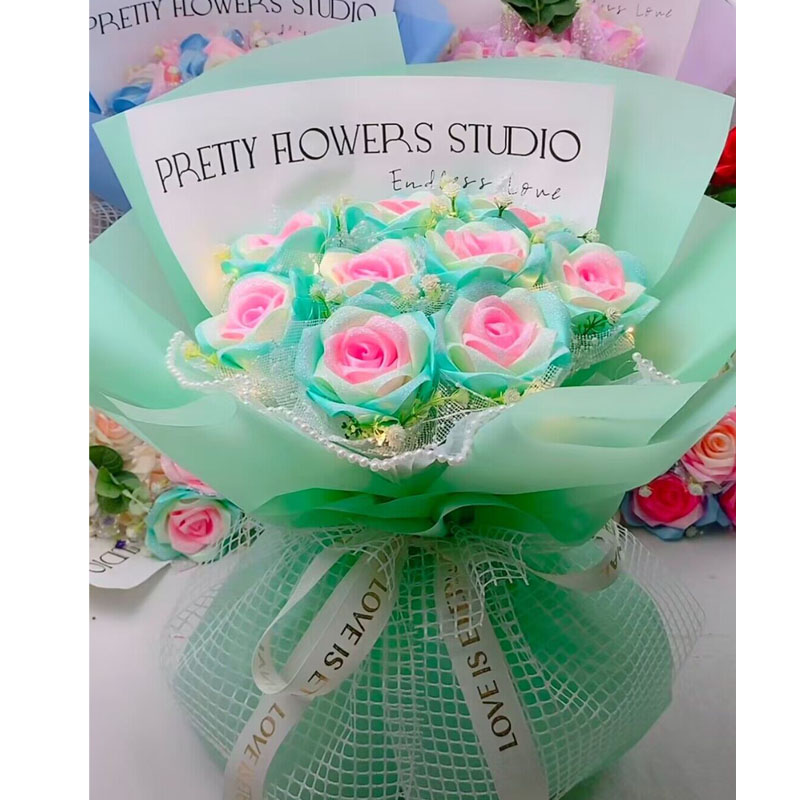 【顺丰包邮】缎带手工玫瑰花花束成品【成品不支持退货】