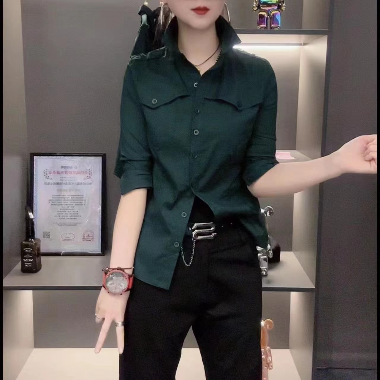 3333弹力棉简约修身衬衫