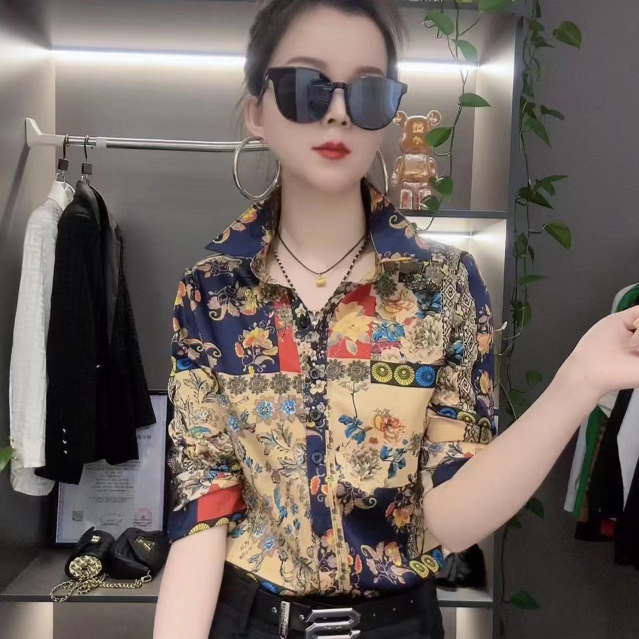 5021富贵花港风衬衫