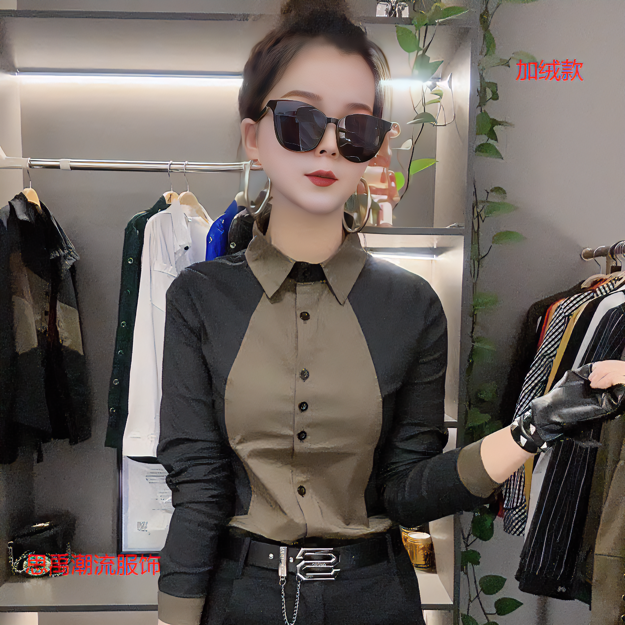 新款加绒保暖女款衬衫23