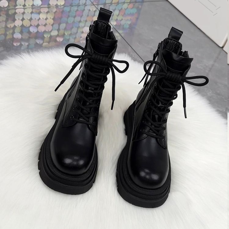 马丁靴女英伦风2023年秋冬新款保暖潮厚底双拉链网红爆款时尚短靴