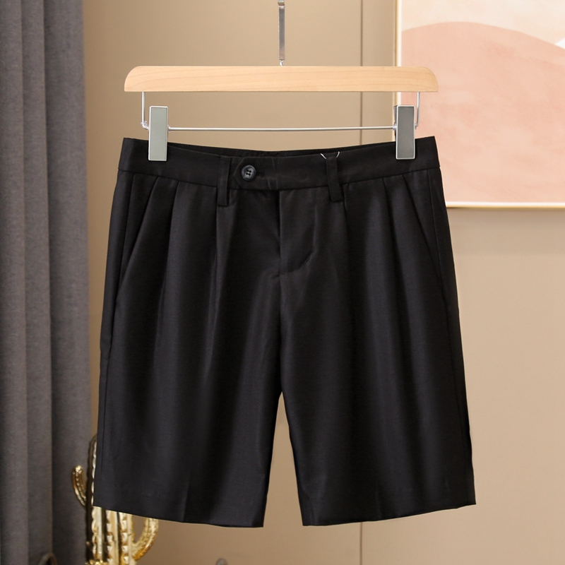 外贸高腰休闲裤短裤四分裤直筒裤百搭夏季纯色潮流个性洋气时尚