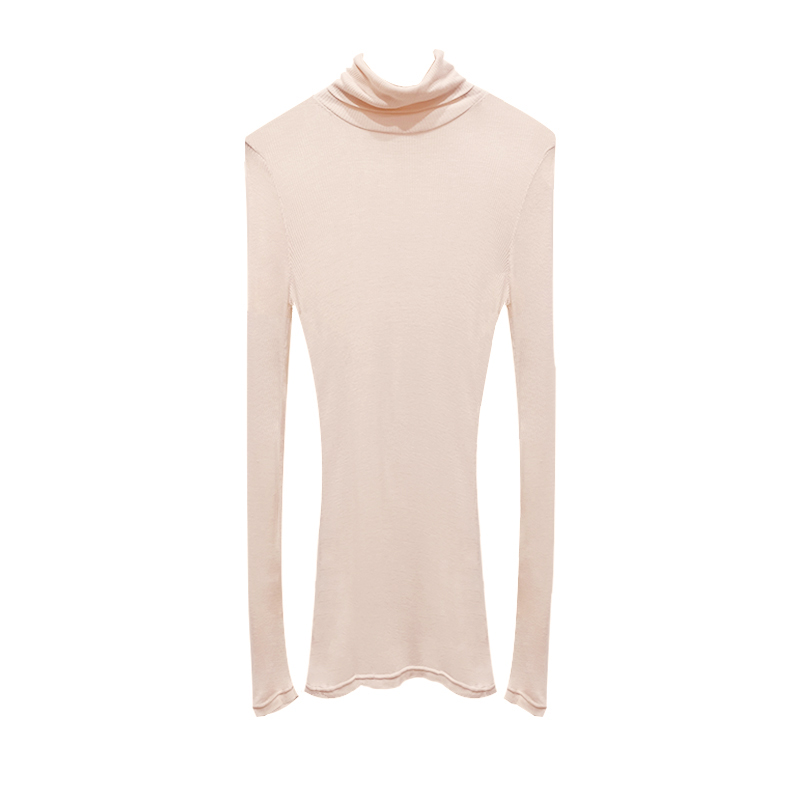 针织打底衫女高领内搭薄款弹力米色时尚修身弹力纯色简约柔软亲肤