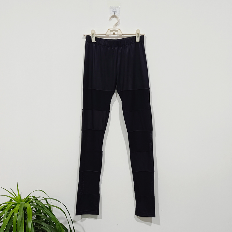 黑长裤女款黑色打底内搭外穿拼接舒适时尚弹力修身松紧腰休闲裤子