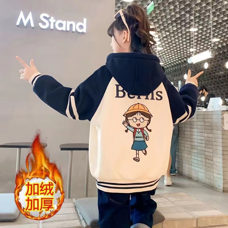 【冬季大促】女童秋冬加绒卫衣儿童装2023新款韩版卡通中大童女孩