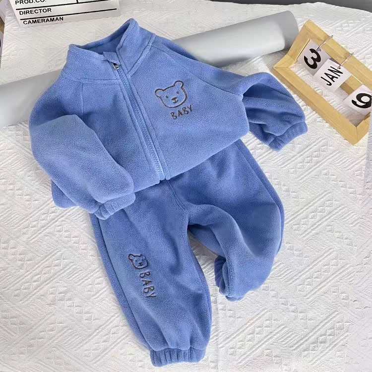 【小扬哥推荐】2023新款宝宝厚款摇粒绒洋气套装婴儿秋冬加绒套装