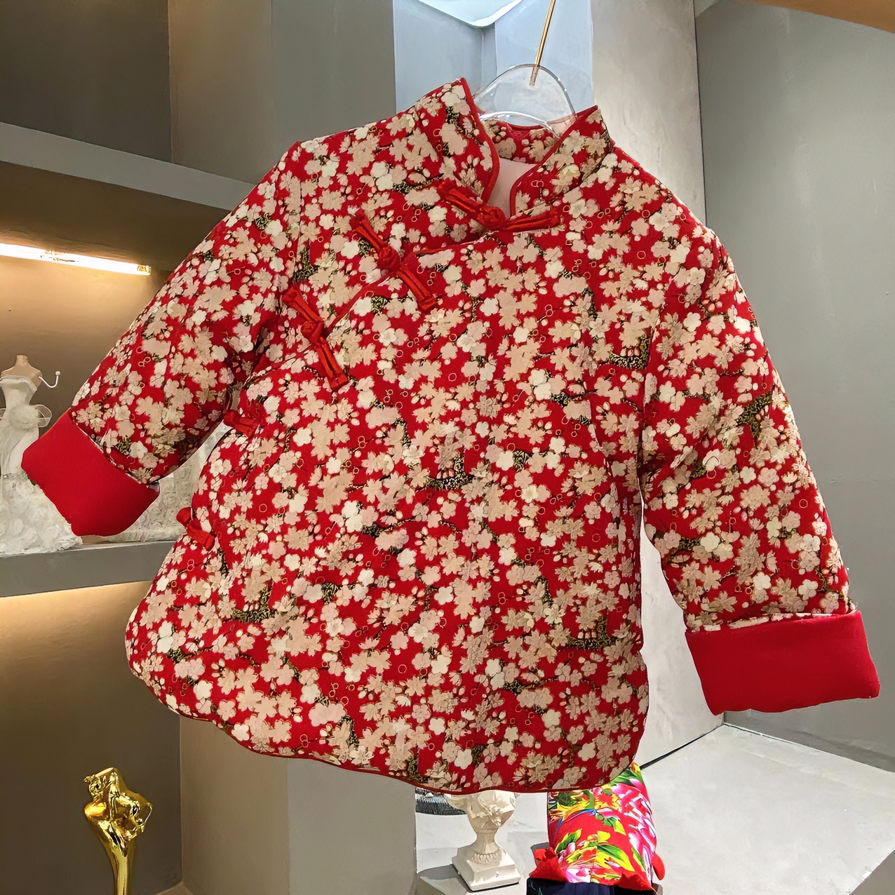 儿童唐装冬季新款女宝宝拜年服中国风花棉袄加厚碎花小棉衣外套潮