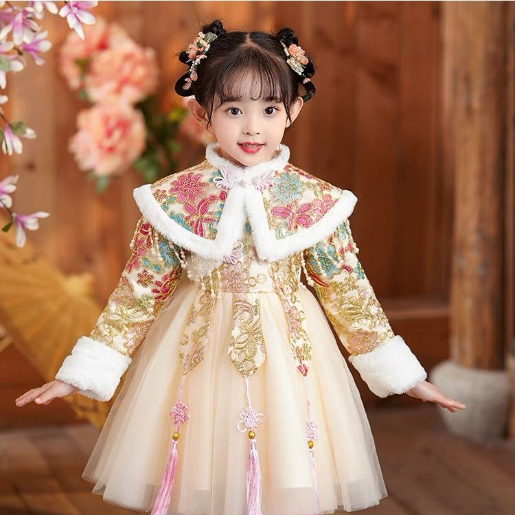 【小扬哥推荐】女童拜年服冬款汉服2023新款中国风儿童宝宝新年唐