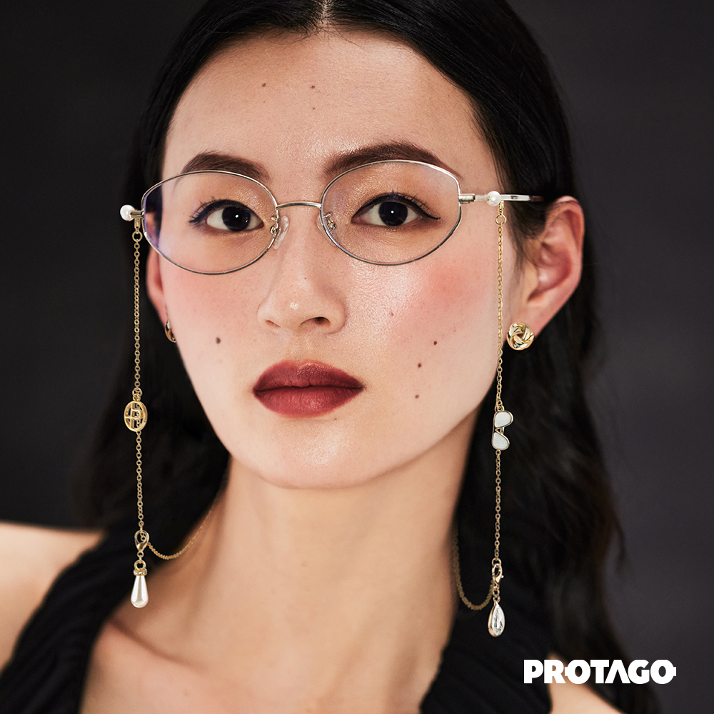PROTAGO珍珠椭圆小框β钛防蓝光素颜眼镜Lilac 8C